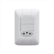 Conjunto 4x2 com 2 Interruptores Paralelos 6 A 250 V e 1 Tomada 2P+T 10 A 250 V Tramontina Aria Branco