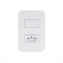 Conjunto 4x2 com 1 Interruptor Simples 10 A 250 V e 1 Tomada 2P+T 10 A 250 V Tramontina