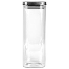 Porta Mantimentos Quadrado Dynasty em Vidro Borossilicato com Tampa de Metal Prata – 1,9L