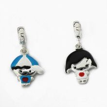 Berloque  Menino e Menina Esmaltado em Prata 925