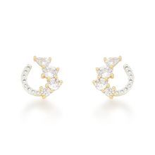 Brinco Lua cravejado com Zircônios Banhado a Ouro 18k