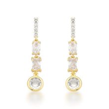 Brinco Médio festa com Zirônios Banhado a Ouro 18k