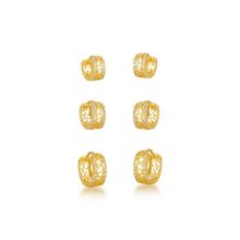 Kit Trio de Brincos Argolas Amor Banhados  a Ouro 18k