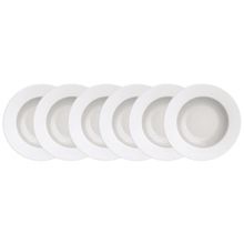 Conjunto com 6 Pratos Fundos Tramontina Maria Augusta em Porcelana 23 cm - Branco
