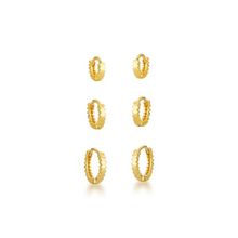 Kit com 03 Brincos Argolas trabalhados banhados a  Ouro 18k