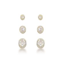 Trio de Brincos Antialérgicos Banhado à Ouro 18k