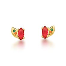 Brinco ponto de Luz colorido Banhado Ouro 18k