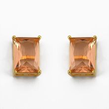 Brincos com Zircônia Retangulares Banhado a Ouro 18K