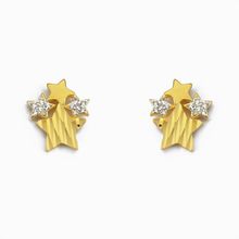 Brinco com Estrelas e detalhe em Zircônia Folheado a Ouro 18k