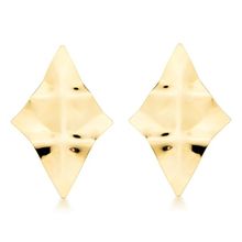 Brinco Chapa Ondulada Losango Banhada a Ouro 18k