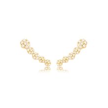 Brinco Flores Cravejadas Banhadas a Ouro 18k