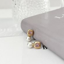 Brincos Elegantes Banhados a Ouro 18k com Pérola e Zircônia