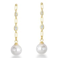 Brinco Delicado Pérola e Corrente Banhado a Ouro 18k Rosa