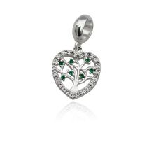 Berloque Arvore da Vida Pendurado Coração Prata 925