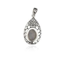 Pingente Gota Prata de Bali com Pedra da Lua Prata 925