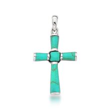 Pingente Crucifixo Turquesa 4cm Prata 925