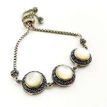 Pulseira Com Regulagem e Madreperola Prata 925