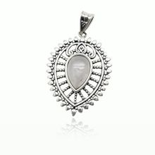 Pingente Gota Vazada com Quartzo Rosa Prata 925