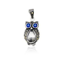 Pingente Coruja Olho de Pedra Prata de Bali 925