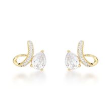 Brinco Delicado Zircônio Gota Banhado a Ouro 18k
