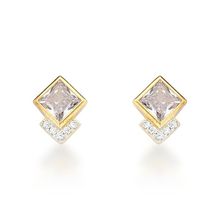 Brinco Ponto de Luz Losango Zirconia Banhado a Ouro 18k