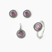 Conjunto Brinco Pingente e Anel com Cristal e Zircônias Prata 925