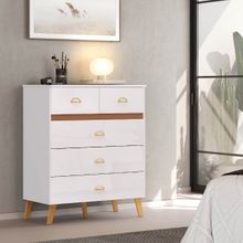 Cômoda 5 Gavetas Ibiza Branco/Camarim - Vila Rica