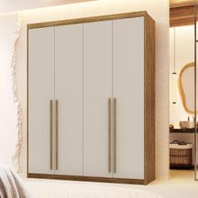 Guarda-Roupa 4 Portas 3 Gavetas Dubai Nature/Fendi 100% MDF - Vila Rica