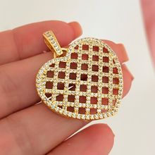 Pingente Coração Imponente Cravejado Banhado a Ouro 18k