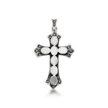 Pingente Crucifixo 5cm Prata deBali 925 com Madreperola