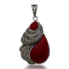 Pingente com pedra Natural em forma de Gota em Prata 925