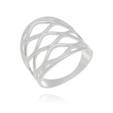 Anel Fio Arabesco Liso Feminino Prata 925
