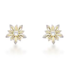 Brincos com Pedras de Zircônia Flor Banhado a Ouro 18k