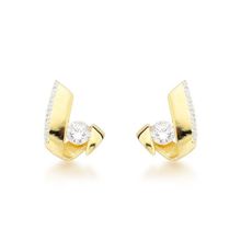 Brincos de Luxo com Pedra Central e Zircônias - Banhados a Ouro 18k