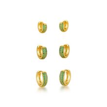 Trio Argolas cravejadas com Zirconias Atraktiva  Banhadas a  Ouro 18k