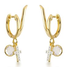 Argolas de Banhadas a Ouro 18k com Detalhe de Cruz em Zircônia – Brilho e Devoção