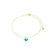 Tornozeleira Veneziana coração Esmaltado Banhado a Ouro 18k