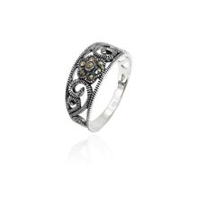 Anel Marcassita Flor Marcassitas Prata 925