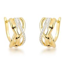 Brincos Banhados a Ouro 18k Entrelaçados com Zircônias – Elegância Contemporânea