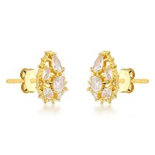 Brinco Gota Zirconias Banhado a Ouro 18k