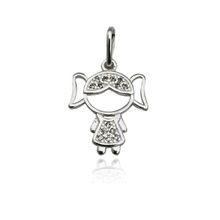 Pingente Filhos Cravejados com Zirconias Prata 925