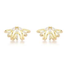 Brincos Luxuosos com Zircônias Brilhantes e Design Exclusivo Banhados a Ouro 18k Banhado a Prata