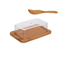 Manteigueira de bambu com espatula  20X13X6,5CM