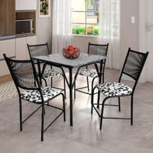 Mesa de Jantar Quadrada Famais Noruega com 4 Cadeiras – Preta