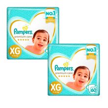 Kit 2 Fralda Descartável Pampers Premium Care XG 60 Unidades cada