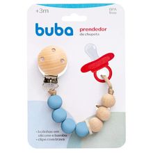 Prendedor De Chupeta Silicone e Bambu Azul - Buba