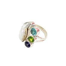 Anel Perola Barroca com Pedras Naturais Prata 925