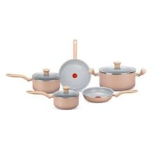 Conjunto de Panelas 5 Peças Rochedo Ceramic Light Sand com Revestimento Cerâmico – Vanilla