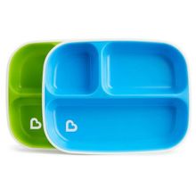 Conjunto de Pratos com Divisórias Azul e Verde - Munchkin