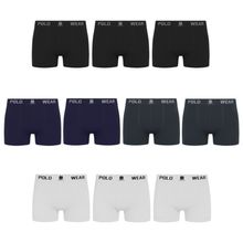 Kit 10 Cuecas Boxer Polo Wear Masculina